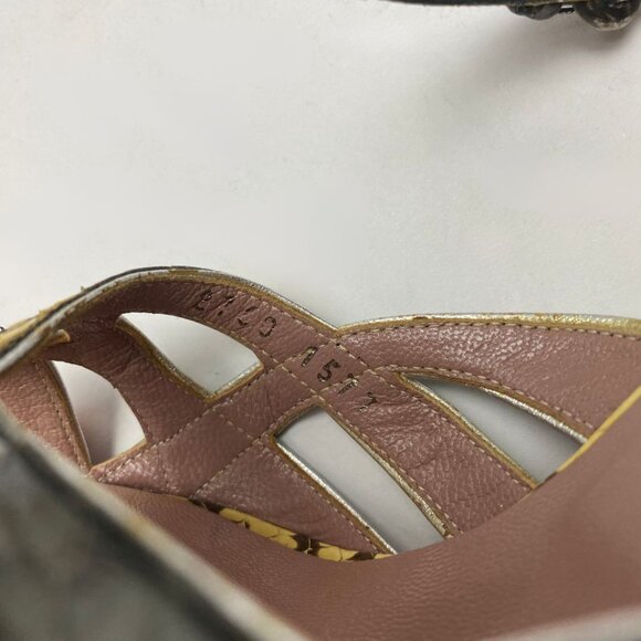 Miu Miu Snakeskin Print Leather Strappy Heels Size 38.5 - Picture 9 of 12